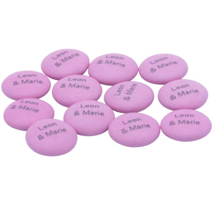 900g rosa Pfefferminz-Schokolinsen mit eigenem Text • »personalisiert«