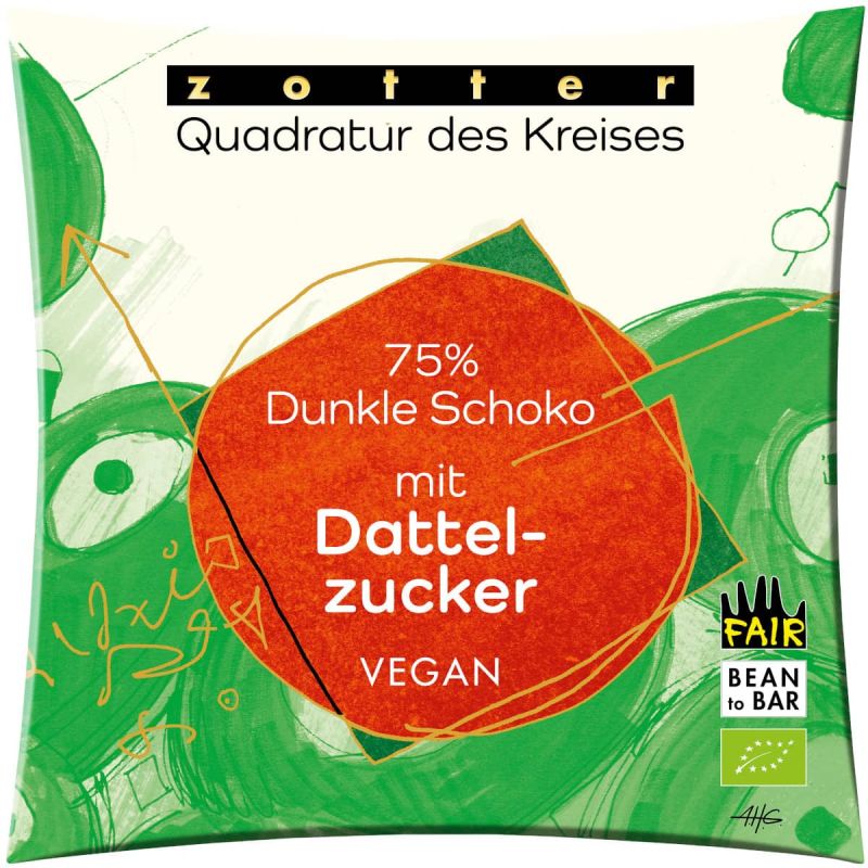 75% Dunkle Schoko mit Dattelzucker