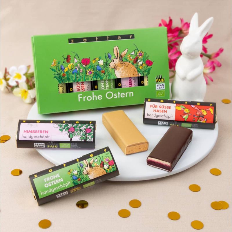 Frohe Ostern - 5 Schoko-Minis - Deko