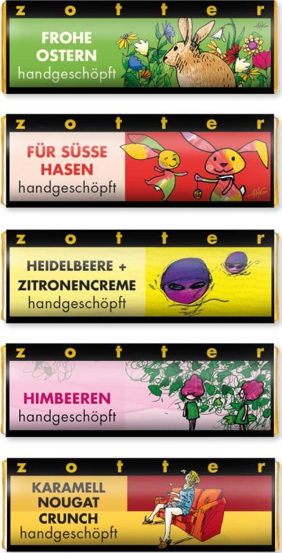 Frohe Ostern - 5 Schoko-Minis - offen