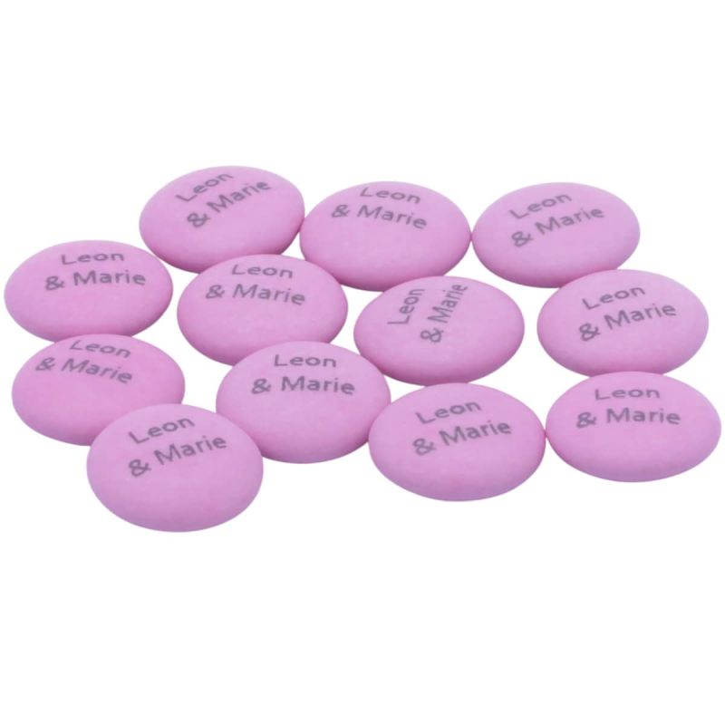 900g rosa Pfefferminz-Schokolinsen mit eigenem Text • »personalisiert«
