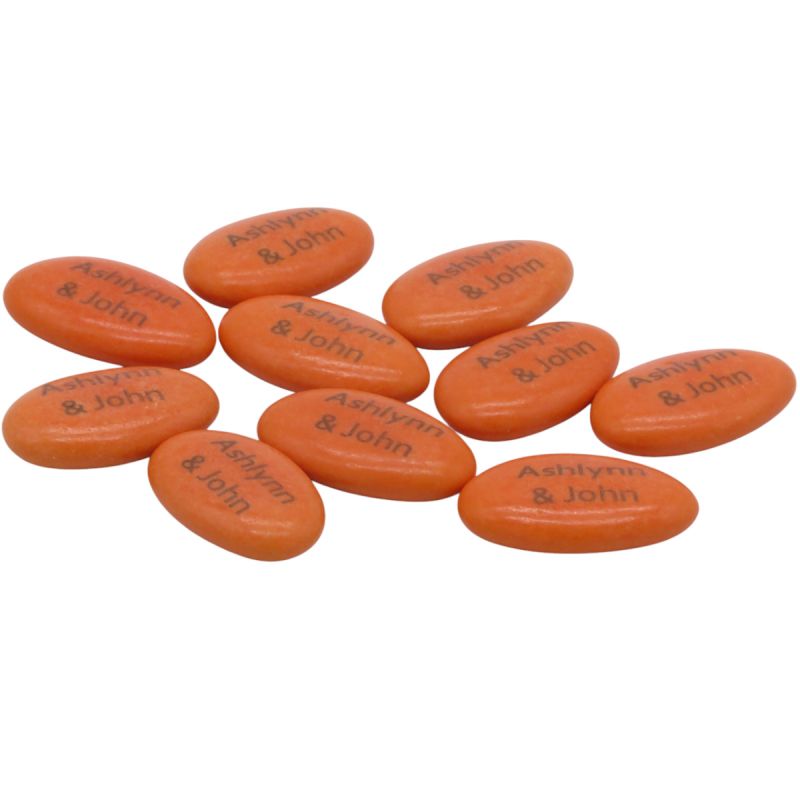 200g orange XXL-Schokolinsen mit eigenem Text • »personalisiert«